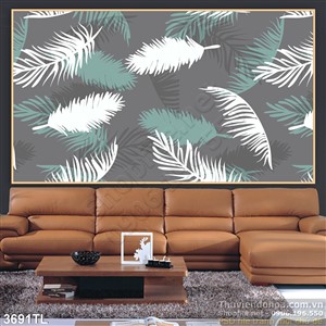 Tranh màu nước lông vũ trang trí dán tường