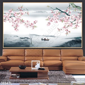 Tranh màu nước thư pháp mùa xuân đẹp nhất