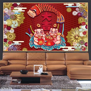 Tranh cá chép trang trí tết