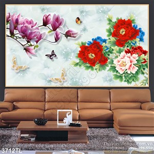 Tranh 3D hoa mẫu đơn và hoa mộc lan đẹp nhất