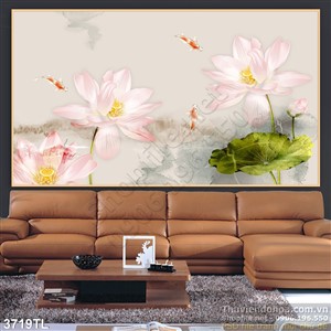 Tranh màu nước hoa Sen trang trí đẹp