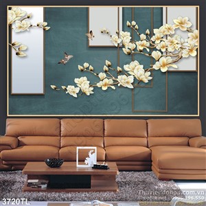 Tranh 3D hoa mộc lan trang trí phòng khách