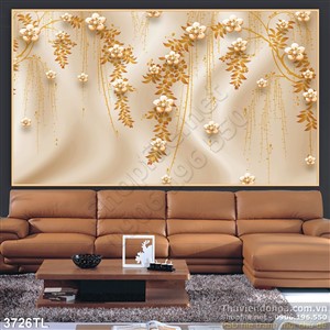 Tranh lụa 3D hoa dây leo trang trí tường đẹp