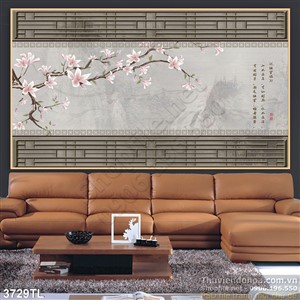 Tranh 3D thư pháp hoa đào đẹp nhất