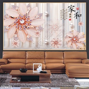 Tranh 3D hoa ngọc thư pháp trang trí tường đẹp