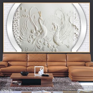 Tranh cửa sổ điêu khắc chim phượng đẹp