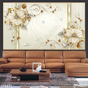 Tranh 3D hoa ngọc trai trang trí phòng