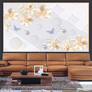 Tranh lụa 3d hoa trang sức nghệ thuật đẹp