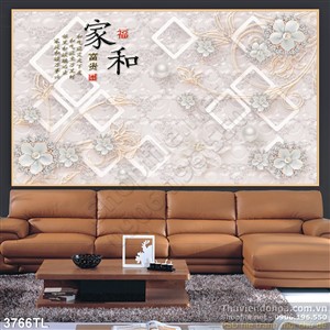 Tranh lụa 3D hoa mai trang trí phòng ngủ