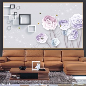 Tranh 3D hoa hồng nghệ thuật trang trí tường đẹp