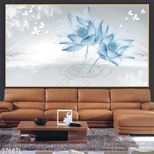 Tranh lụa 3D hoa Sen nghệ thuật đẹp
