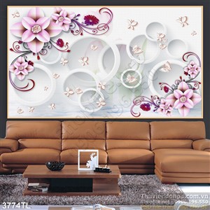 Tranh 3D hoa nghệ thuật trang trí phòng khách