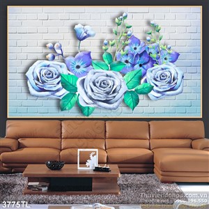 Tranh 3D hoa hồng dán tường đẹp