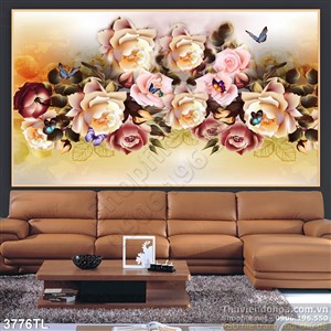 Tranh 3D hoa hồng trang trí tường hiện đại