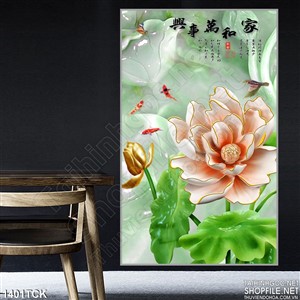 Tranh hoa sen cam ngọc Tranh hoa sen cam ngọc