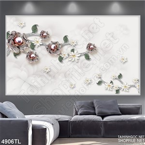 Tranh đẹp hoa ngọc trai in wall