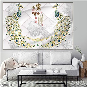 Tranh lụa trang trí chim công