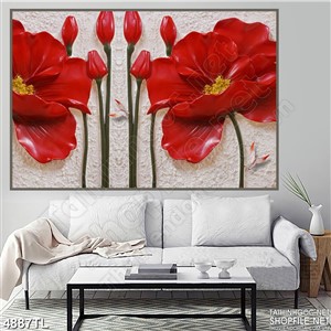 Tranh lụa hoa đỏ