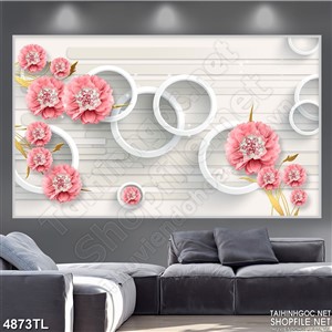 Tranh hoa hồng nền vòng tròn