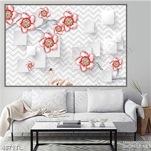 Tranh 3D hoa mai hồng thiên nga