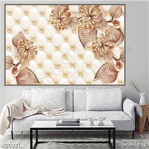 Tranh lụa in gạch hoa mai vàng khảm đá