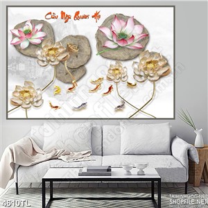 Tranh hoa sen ngọc cửu ngư