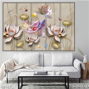 Tranh hoa sen điêu khắc psd