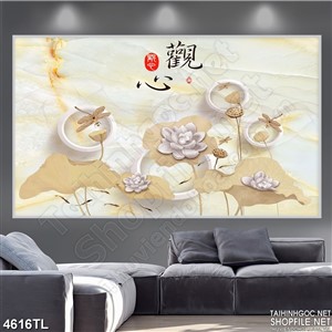 Tranh hoa sen chuồn chuồn nước Tranh hoa sen chuồn chuồn nước