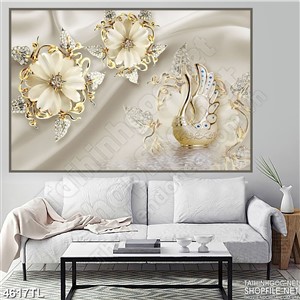 Tranh thiên nga hoa ngọc in uv