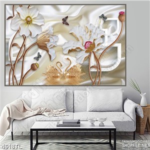 Tranh hoa cúc dại trắng điêu khắc