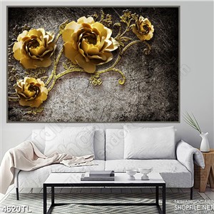 Tranh hoa hồng kép vàng 5D