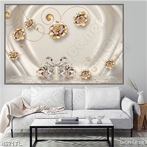 Tranh lụa hoa in gạch