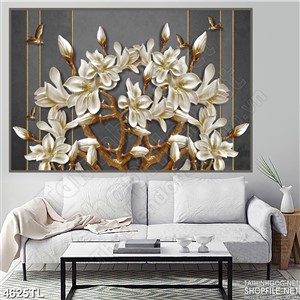 Tranh hoa mộc lan in tường