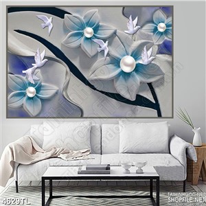 Tranh hoa lan xanh nhị ngọc trai