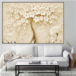 Tranh hoa nghệ thuật và nai