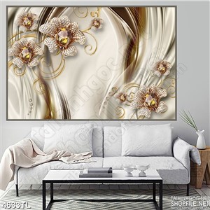 Tranh lụa hoa ngọc khảm đá