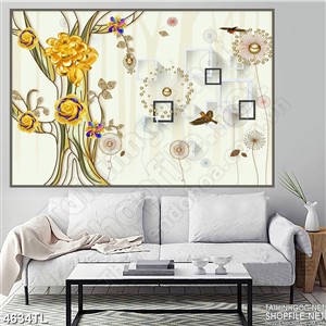 Tranh hoa lụa 3D gold