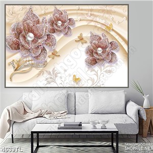 Tranh lụa hoa khảm đá quý