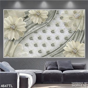 Tranh đẹp hoa mai in gạch 6D