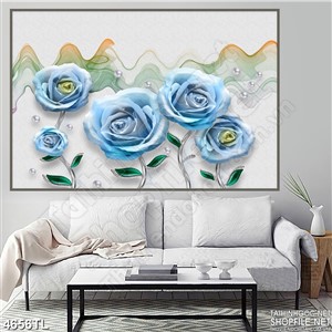 Tranh lụa hoa hồng xanh mới nhất