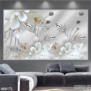 Tranh lụa hoa mộc lan ngọc