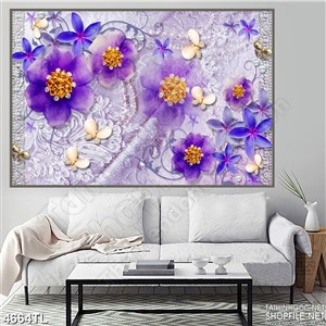 Tranh lụa hoa tím thơ mộng
