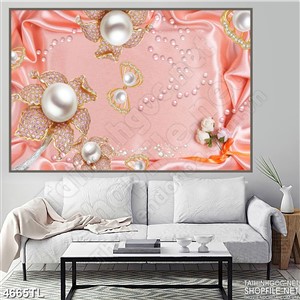 Tranh lụa hồng hoa ngọc trai