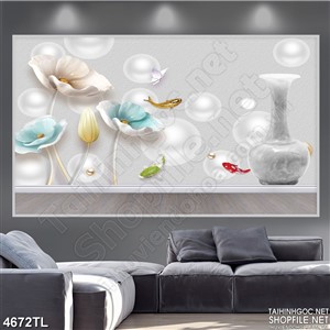 Tranh hoa cúc và bình hoa