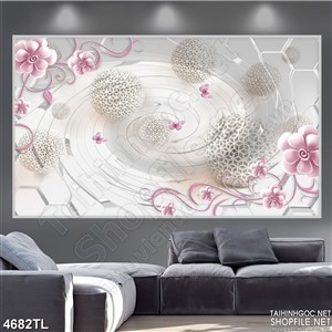 Tranh 3D quả cầu tròn thủy tinh