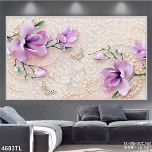 Tranh khổ ngang hoa lan tím