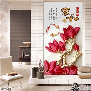 Tranh khổ dọc hoa lụa đỏ đẹp nhất