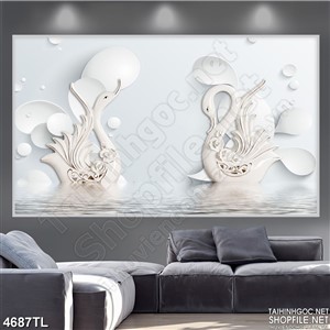 Tranh thiên nga đẹp in wall