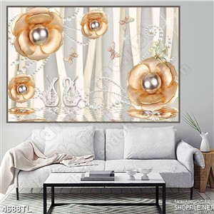 Tranh hoa hồng ngọc trai đẹp in uv