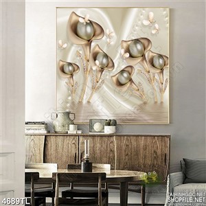 Tranh lụa hoa ngọc trai đen